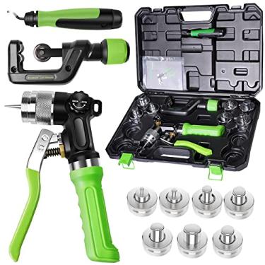 Imagem de MERWOF Kit de ferramentas expansor de tubo hidráulico profissional para tubos de cobre de 9,5 a 3,5 cm, ferramenta compacta de compressão HVAC com cortador de tubos, ferramenta de rebarbação para tubo