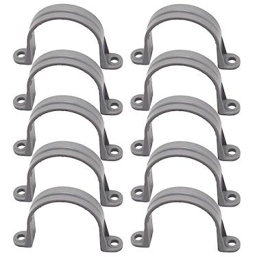 Imagem de BENLIUDH Correia de tubo de PVC de 5 cm, grampos de tubo de conduíte de 2 furos, suportes de tubo de plástico (10 peças)