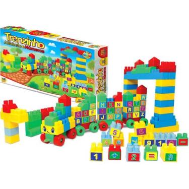 Imagem de Brinquedo Educativo Blocos de Montar 128 Peças e 80 Adesivos - GGB Bri