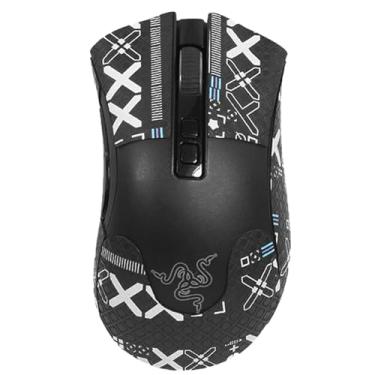 Imagem de NOUKAJU Fita adesiva para mouse Razer DeathAdder Essential Gaming Mouse, fita antiderrapante para mouse, kit de atualização de mouse profissional pré-cortado resistente ao suor (preto)