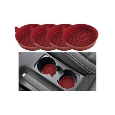Imagem de Mandark 4 peças de porta-copos de carro, tapete de garrafa de água antiderrapante de silicone para veículos, isolamento interno automotivo, acessórios de decoração de copos de bebida, universal para