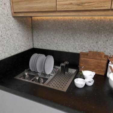 Imagem de Escorredor Embutido Copos 2 Módulos Porta Bucha Oferta - CASINOX, Aço 