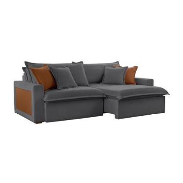 Imagem de Sofá 3 Lugares Retrátil e Reclinável Dubai Veludo Cinza 230 cm - Moder