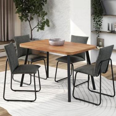 Imagem de Conjunto Sala de Jantar 4 Cadeiras Monte Carlo Carraro (Nogal e Preto)