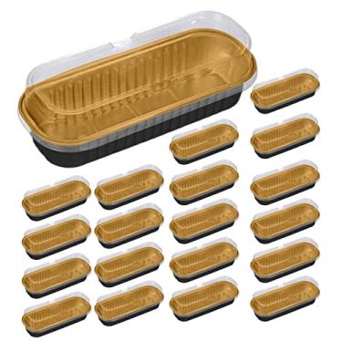 Imagem de Forma de bolo | 20 copos de alumínio antiaderentes, formas retangulares de 200 ml, formas de muffin, formas antiaderentes, formas de assar, suportes para bolos de brownie