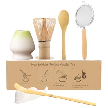 Imagem de JavaNest Conjunto de 6 Batedores de Bambu para Matcha- Inclui Batedor Chasen, Suporte para Batedor, Peneira de Aço Inoxidável, Concha de Bambu, Colher, Suporte para Colher- Perfeit (Conjunto De 6 Peça