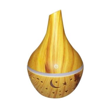 Imagem de Mini Umidificador Aromatizador Abajur Usb Touch 2 Modos Estilo Madeira