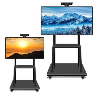 Imagem de Suporte Para Tv Pedestal Com Prateleira Rodinhas