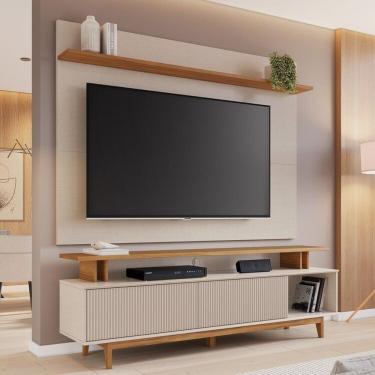 Imagem de Rack Com Painel Para Tv Até 70 Polegadas 180cm Off White Tx/freijó Trend
