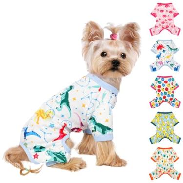 Imagem de Pijama para cães de tamanho médio para meninos e meninas, roupas de cachorro elásticas de algodão para cães fêmeas masculinas primavera verão roupas para cachorro (OVNI azul, M)