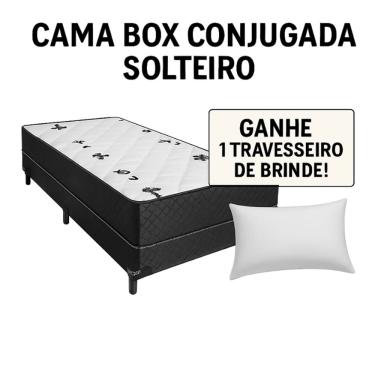 Imagem de Cama Box Solteiro Conjugada 88x188cm com Travesseiro