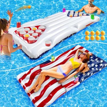 Imagem de Mesa de jogo Pool Float & Pong American Flag 6 x 3 pés AMENON