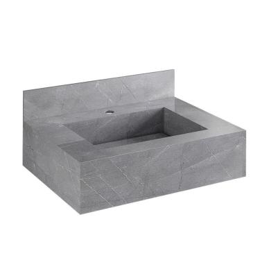 Imagem de Bancada em Porcelanato para Banheiro Completa Alto Padrão 60cm X 15cm com Cuba Esculpida Lisboa Grafite