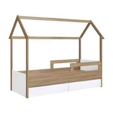 Imagem de Cama Infantil Montessoriana Com Colchão Marrom e Branco