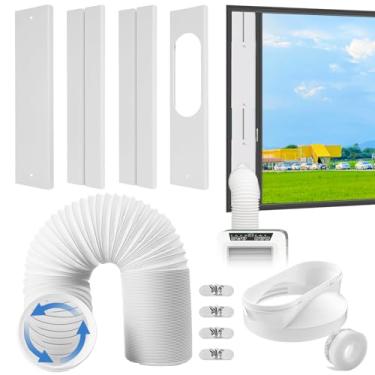 Imagem de Kit de ventilação de janela de ar condicionado portátil com mangueira de 203 cm de comprimento, vedação de janela ajustável com 5,9 polegadas de diâmetro para dutos, painel de vedação CA portátil