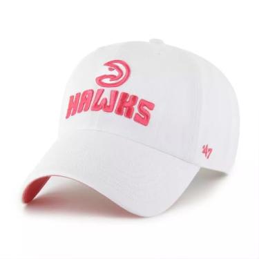 Imagem de 47 Boné de beisebol feminino Atlanta Hawks Luminence Cheer White Clean Up - NBA ajustável ajuste relaxado boné feminino beisebol pai