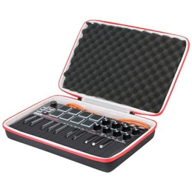 Imagem de Estojo de transporte rígido co2crea para AKAI Professional MPK Mini MK3 | Controle de teclado USB MIDI de 25 teclas (capa preta + zíper vermelho)