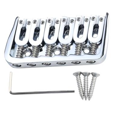 Imagem de OVSAL Ponte fixa para guitarra de 6 cordas de 10,5 mm, liga de zinco, trastes para guitarra elétrica, ponte hardtail compatível com peças de reposição para guitarra elétrica Telecaster Tele Strat
