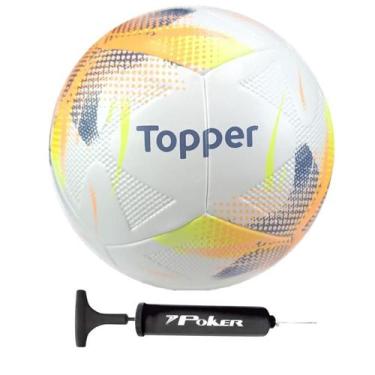 Imagem de Bola Futsal Topper Slick Cup Oficial + Bomba de Ar - Azul, Amarelo