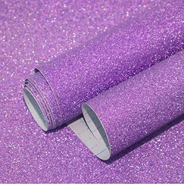 Imagem de Papel de parede roxo com glitter, papel de contato roxo brilhante, 45 x 500 cm, papel de parede autoadesivo roxo com glitter, roxo, brilhante, papel de parede de vinil roxo para decoração de paredes
