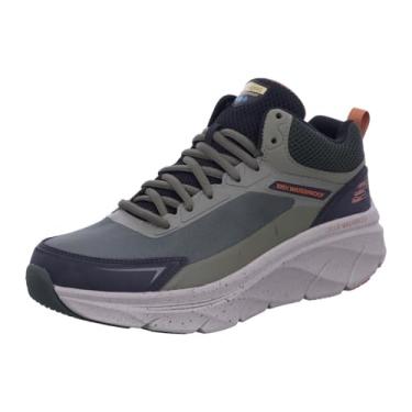 Imagem de Skechers D'lux Walker 2.0 Grailo Tênis masculino impermeável, Oliva/Laranja, 13 X-Wide
