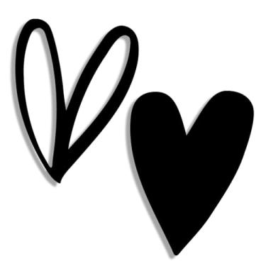 Imagem de Vineland Decoração de parede de coração de metal, esculturas de parede minimalistas pretas para sala de estar, quarto, banheiro, cozinha, presentes de inauguração, 15 x 19 cm, conjunto com 2