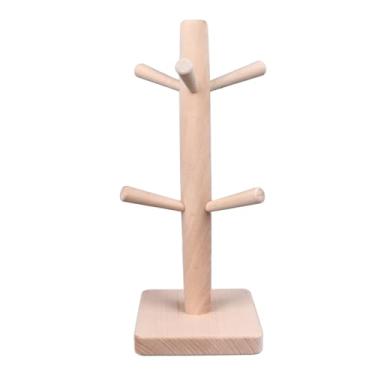 Imagem de GRCFUMO Caneca Suporte Árvore, Contador Caneca de Café Suporte com 6 Ganchos, Sturdy Madeira Caneca Rack para Cozinha Contador Armário Armazenamento e Organizador