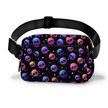 Imagem de Pochete feminina casual, bolsa de cinto, moderna, fácil de guardar, com alça ajustável, viagem, caminhada, corrida, caminhada, Preto, Medium, Casual