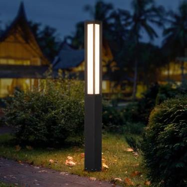 Imagem de PAKEDANDUN Luz moderna para caminho ao ar livre, luzes de caminho de paisagem de 188 cm IP54 à prova d'água Iluminação de poste de amarração para jardim externo Lâmpada de piso de alumínio de alta