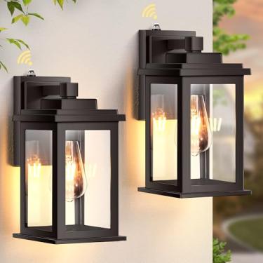 Imagem de VIANIS Iluminação externa bronze do crepúsculo ao amanhecer, pacote com 2 luzes externas para casa, luzes de varanda à prova d'água, luminárias externas com vidro temperado, para casa, jardim, garagem