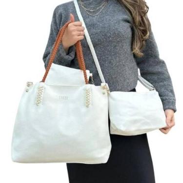 Imagem de Kit 3 Peças Bolsa Feminina Branca Grande Média + Necessarie - LYSSA
