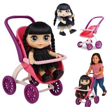 Imagem de Kit Carrinho Boneca + Bravezinha Vandinha Acessórios Beleza - EINSTOK