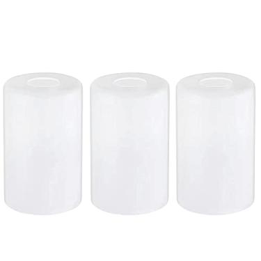 Imagem de Pacote com 3 persianas brancas de vidro fosco, capas de abajur de vidro substituições para luminárias, globos de ajuste e persianas de 3,5 cm para candelabro, arandelas de parede, luzes pendentes de