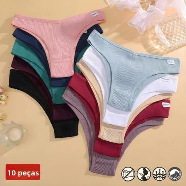 Imagem de Conjunto De 10 Calcinhas Femininas Sexy De Cintura Baixa Em Algodão Wa
