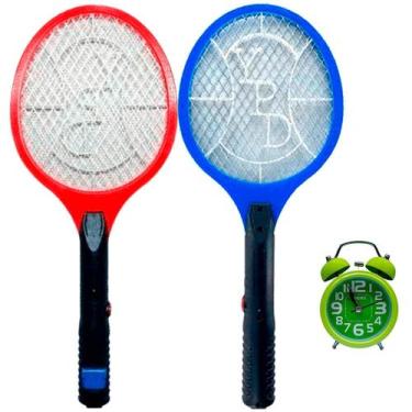 Imagem de Kit2 Raquete Eletrica Mata Mosca Relogio Vintage Despertador - Ypd