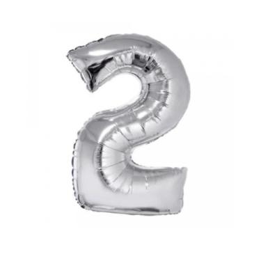 Imagem de Balão De Número Metalizado Prata Gigante - 75 Cm - PartiuFesta, 2