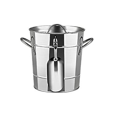 Imagem de Balde de gelo para festas Balde de gelo de parede dupla com tampa, balde de bebidas de armazenamento doméstico balde de gelo de ferro engrossado para bar doméstico, recipiente de gelo de cerveja e