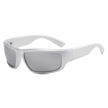 Imagem de Óculos de sol da moda para ciclismo, óculos de sol esportivos para mulheres, punk, retrô, steampunk, masculino, lentes prateadas, proteção UV400 (prata)
