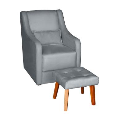 Imagem de Poltrona Para Amamentação e Descanso Glamour Com Puff e Almofada Confortavel cinza