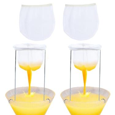 Imagem de Suporte de coador de leite de soja de aço inoxidável, 2 unidades, coador de gelatina com 4 sacos de coloração reutilizáveis para coar suco, iogurte, queijo, caldo, leite de nozes
