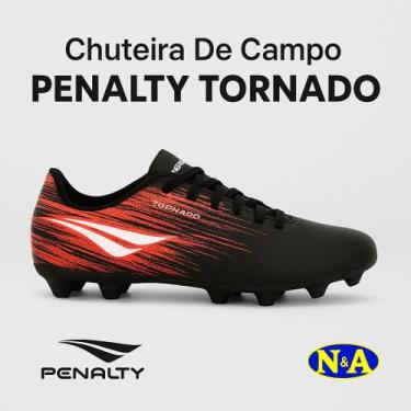Imagem de Chuteira De Campo Penalty Tornado Oficial, Preto, Vermelho, 43