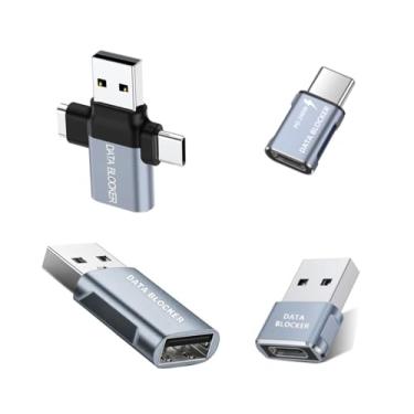 Imagem de BUISAMG Bloqueador de dados, bloqueador de dados USB A e USB C para iPhone 15 16 e qualquer carregamento de celular USB C, protege contra suco, recusa hackers, carregamento apenas bloqueador de dados