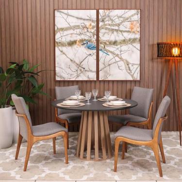 Imagem de Kit Mesa de Jantar Redonda 120cm Gabi Preto/Jade com 4 Cadeiras Garbo 