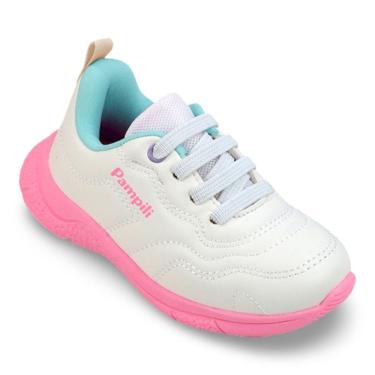 Imagem de Tênis Infantil Menina Pampili Mini Soft Costura Branco Rosa