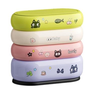 Imagem de Baoblaze Lixeira com tampa, lata de lixo com desenho animado, lixeira dupla lavável, recipiente de lixo para banheiro, cozinha, escritório, quarto, Sem Rodas