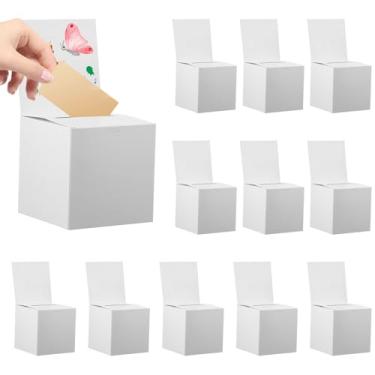 Imagem de Tcwhniev 12 caixas de bilhetes de sorteio com ranhura, caixa de sugestões de papelão branco, cédulas de doação portáteis para concurso de votação de arrecadação de fundos, 15 x 15 x 15 cm