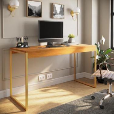 Imagem de Mesa De Estudo Industrial Amplo Espaço Home Office Pé de Ferro 1,20cm 