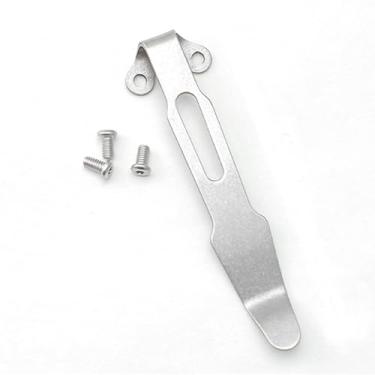 Imagem de Conjuntos de clipes de bolso de transporte profundo premium peças de reparo de aço inoxidável para canivetes de bolso dobráveis, inclui 3 peças de parafusos, personalização de modificação de faca DIY