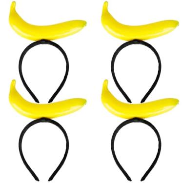 Imagem de Fahacop 4 Pack Funny Banana Headbands Yellow Banana Fruit Headbands for Parties Halloween Cosplay Gag Gifts Photo Booth Props