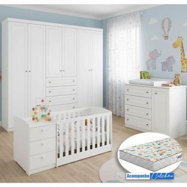 Imagem de Quarto Infantil Americano 6 Portas com Berço Multifuncional Atlanta Am